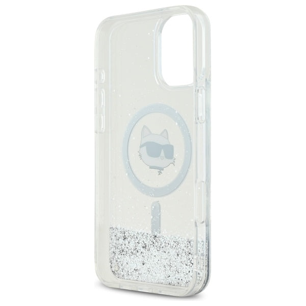 MagSafe-kotelo Apple iPhone 16:lle, Karl Lagerfeld, Glitter Liquid Choupette Head, Läpinäkyvä
