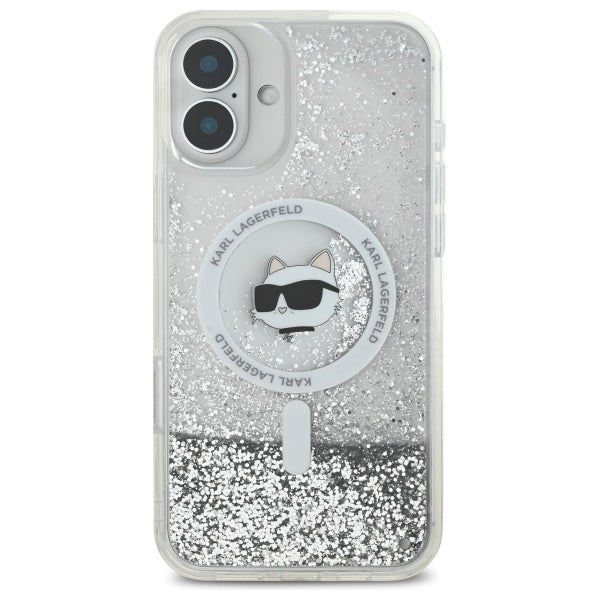 MagSafe-kotelo Apple iPhone 16:lle, Karl Lagerfeld, Glitter Liquid Choupette Head, Läpinäkyvä