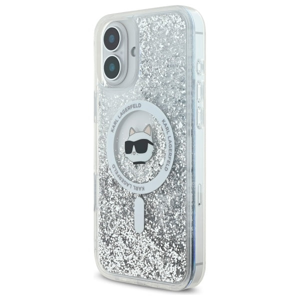 MagSafe-kotelo Apple iPhone 16:lle, Karl Lagerfeld, Glitter Liquid Choupette Head, Läpinäkyvä