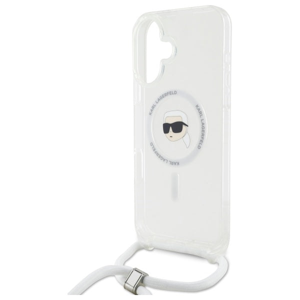 MagSafe-kotelo Apple iPhone 16:lle, Karl Lagerfeld, IML Crossbody Karl's Head, Läpinäkyvä