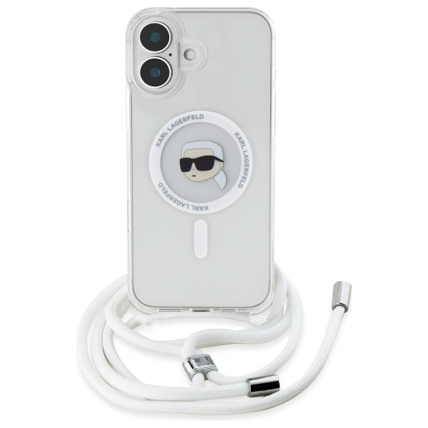 MagSafe-kotelo Apple iPhone 16:lle, Karl Lagerfeld, IML Crossbody Karl's Head, Läpinäkyvä