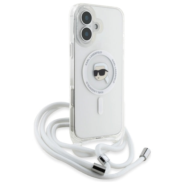 MagSafe-kotelo Apple iPhone 16:lle, Karl Lagerfeld, IML Crossbody Karl's Head, Läpinäkyvä
