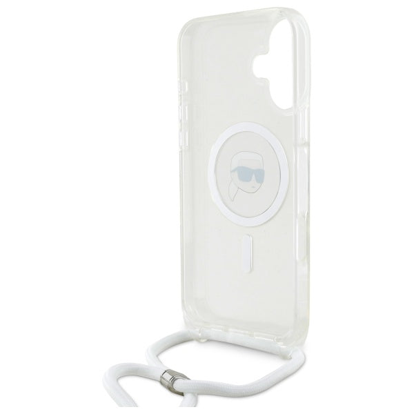 MagSafe-kotelo Apple iPhone 16:lle, Karl Lagerfeld, IML Crossbody Karl's Head, Läpinäkyvä