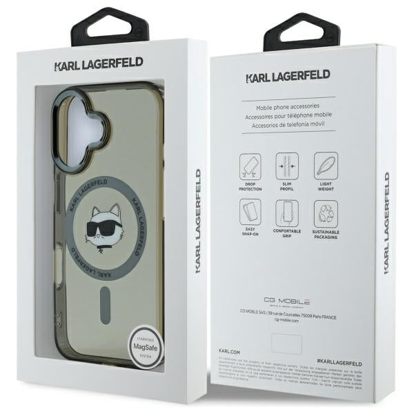 MagSafe-kotelo Apple iPhone 16:lle, Karl Lagerfeld, IML Metal Choupette's Head, Musta