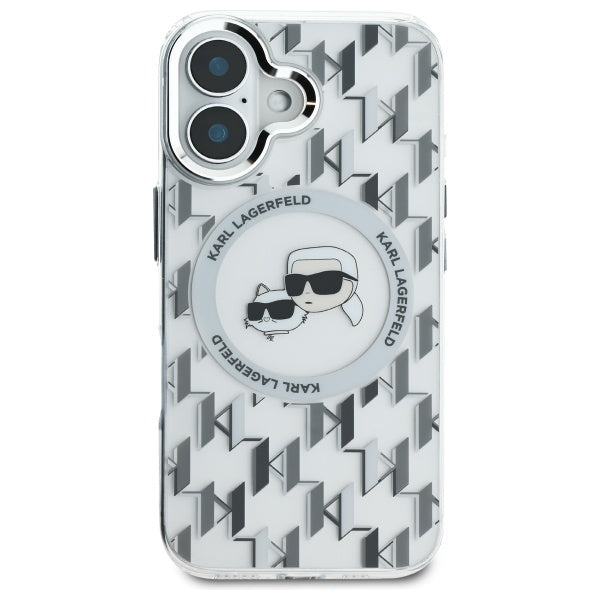 MagSafe-kotelo Apple iPhone 16:lle, Karl Lagerfeld, IML Monogram Karl & Choupette's Heads, Läpinäkyvä