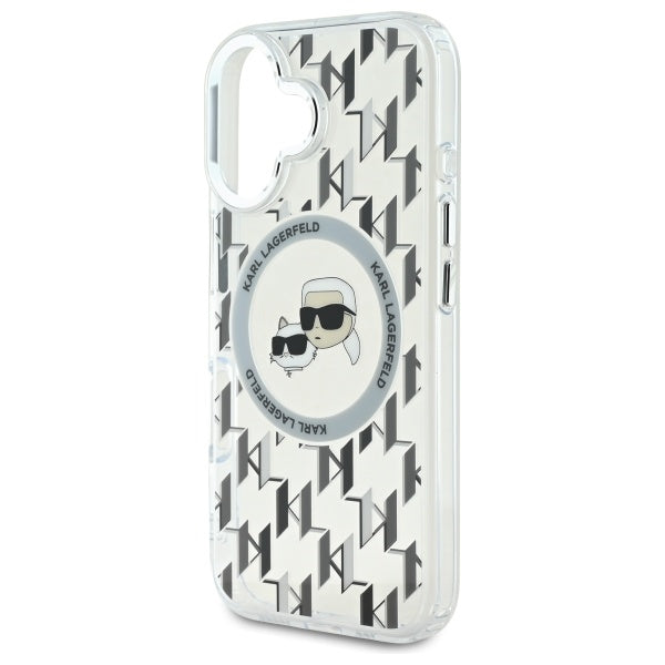 MagSafe-kotelo Apple iPhone 16:lle, Karl Lagerfeld, IML Monogram Karl & Choupette's Heads, Läpinäkyvä
