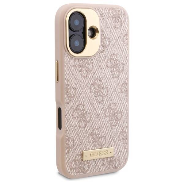 MagSafe-kotelo Apple iPhone 16 Plus -puhelimelle, Guess, 4G Logo Plate, Pinkki