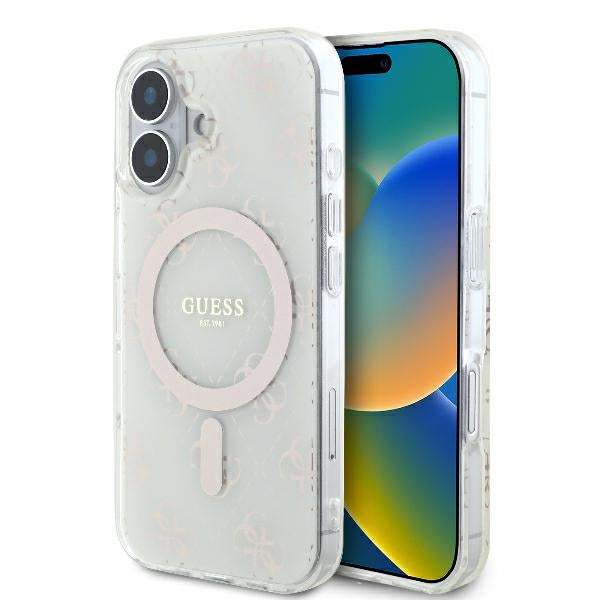 MagSafe-kotelo Apple iPhone 16 Plus -puhelimelle, Guess, IML 4G Background, Valkoinen