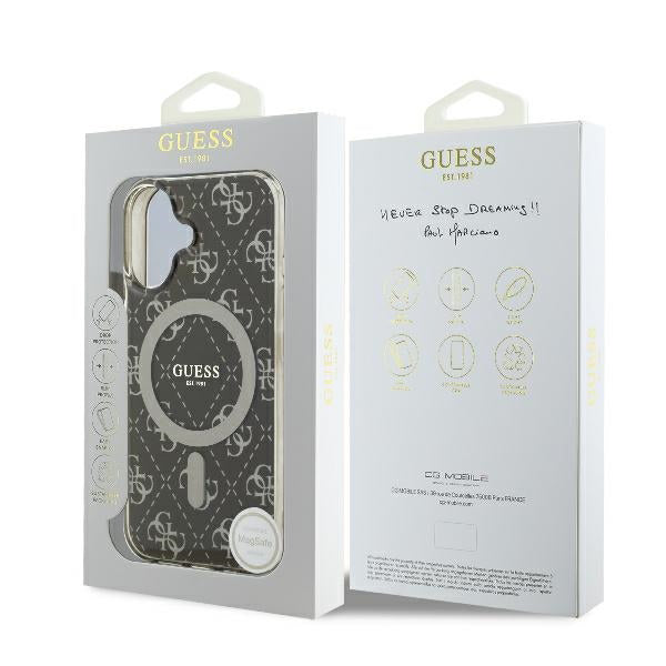 MagSafe-kotelo Apple iPhone 16 Plus -puhelimelle, Guess, IML 4G Background, Ruskea