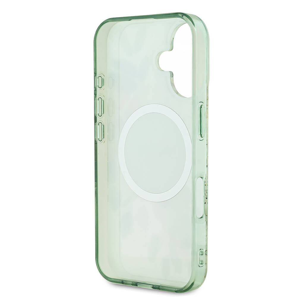 MagSafe-kotelo Apple iPhone 16 Plus -puhelimelle, Guess, IML Flower & Tonal Circle, Vihreä