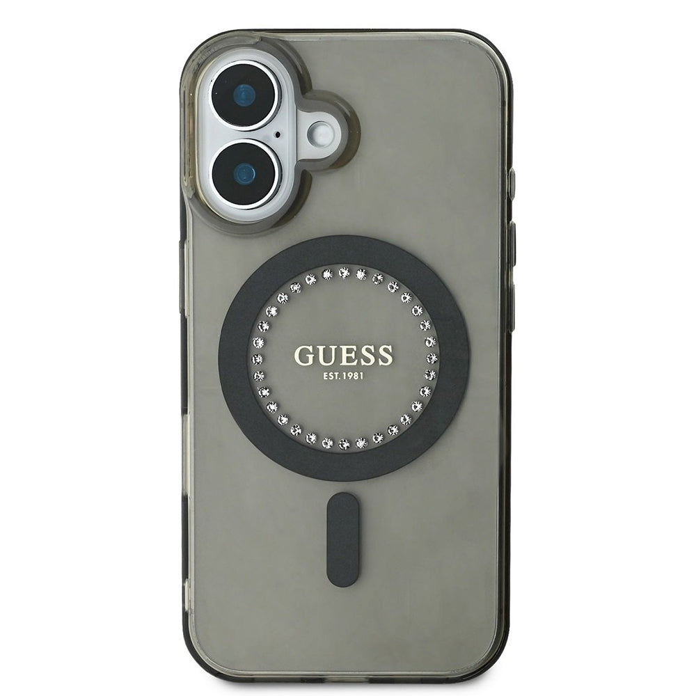 MagSafe-kotelo Apple iPhone 16 Plus -puhelimelle, Guess, IML Rhinestone, Musta