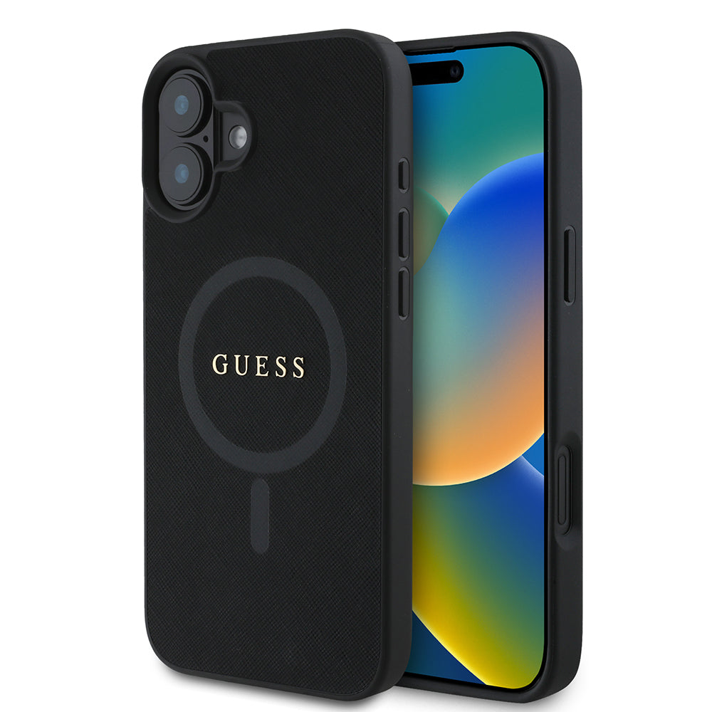 MagSafe-kotelo Apple iPhone 16 Plus -puhelimelle, Guess, Saffiano Classic Logo, Musta