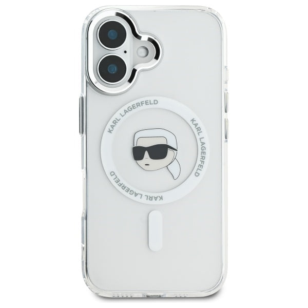 MagSafe-kotelo Apple iPhone 16 Plus -puhelimelle, Karl Lagerfeld, IML Karl's Head, Valkoinen