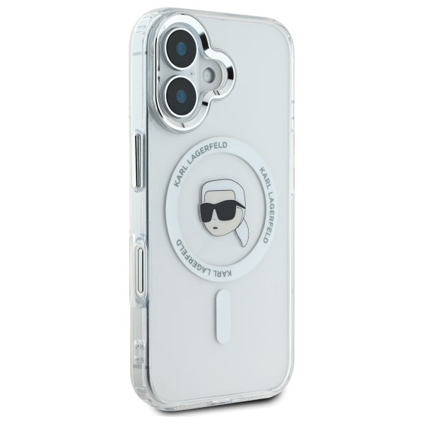 MagSafe-kotelo Apple iPhone 16 Plus -puhelimelle, Karl Lagerfeld, IML Karl's Head, Valkoinen