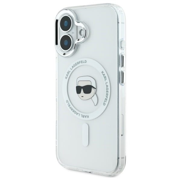 MagSafe-kotelo Apple iPhone 16 Plus -puhelimelle, Karl Lagerfeld, IML Karl's Head, Valkoinen