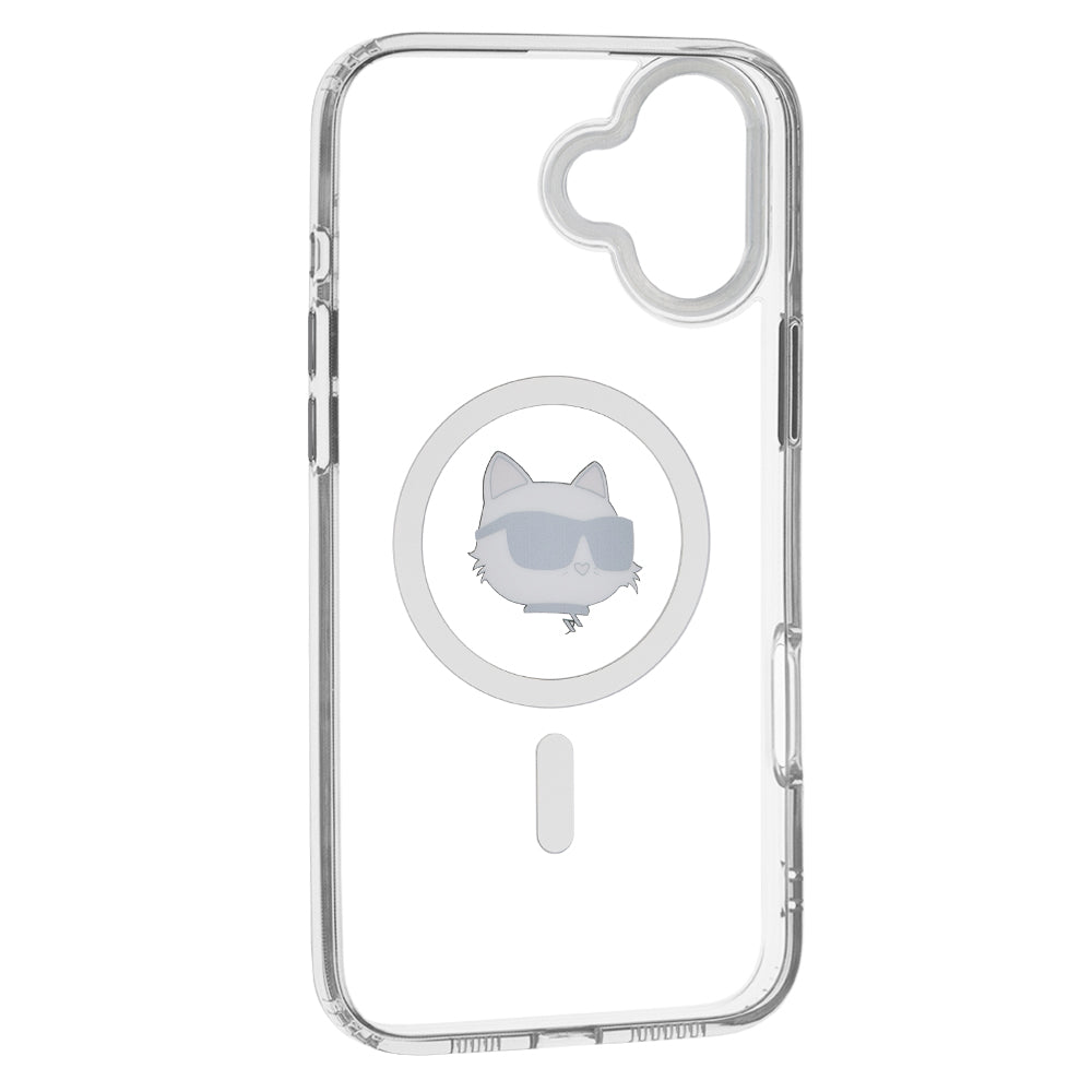 MagSafe-kotelo Apple iPhone 16 Plus -puhelimelle, Karl Lagerfeld, IML Metal Choupette's Head, Valkoinen