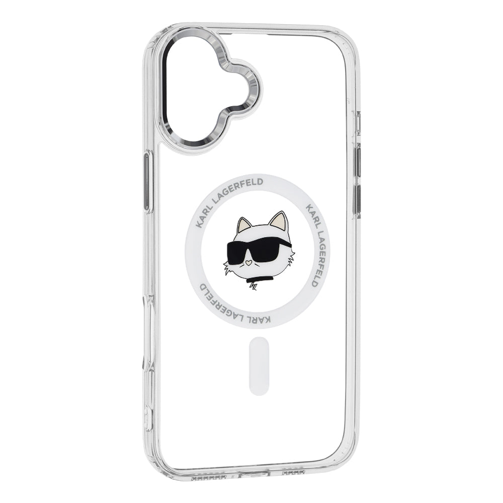 MagSafe-kotelo Apple iPhone 16 Plus -puhelimelle, Karl Lagerfeld, IML Metal Choupette's Head, Valkoinen