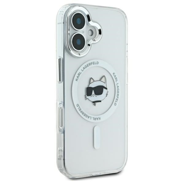 MagSafe-kotelo Apple iPhone 16 Plus -puhelimelle, Karl Lagerfeld, IML Metal Choupette's Head, Valkoinen