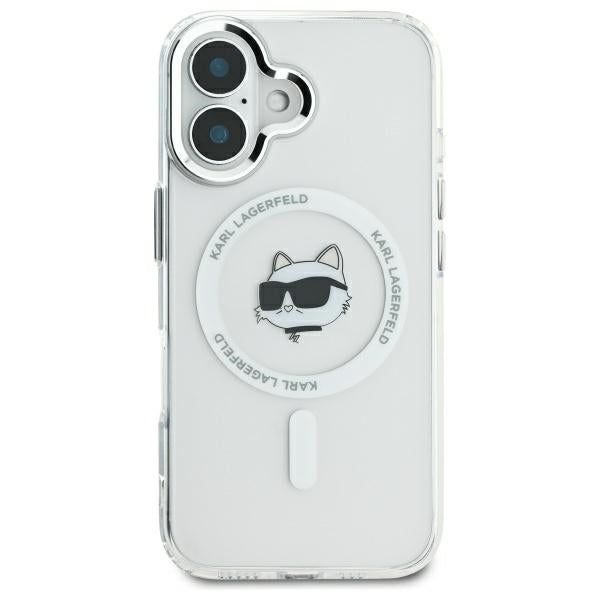 MagSafe-kotelo Apple iPhone 16 Plus -puhelimelle, Karl Lagerfeld, IML Metal Choupette's Head, Valkoinen