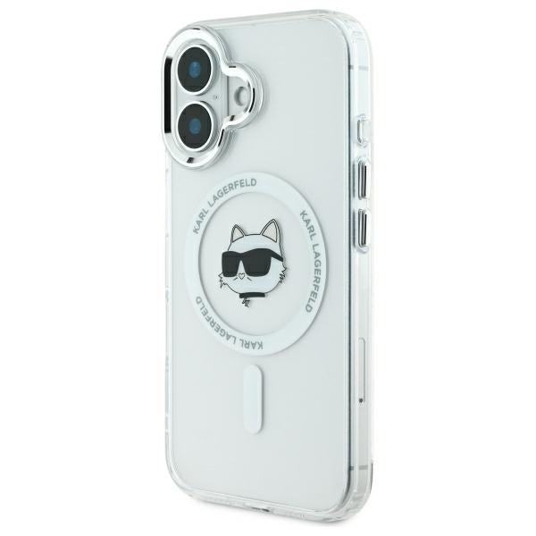 MagSafe-kotelo Apple iPhone 16 Plus -puhelimelle, Karl Lagerfeld, IML Metal Choupette's Head, Valkoinen