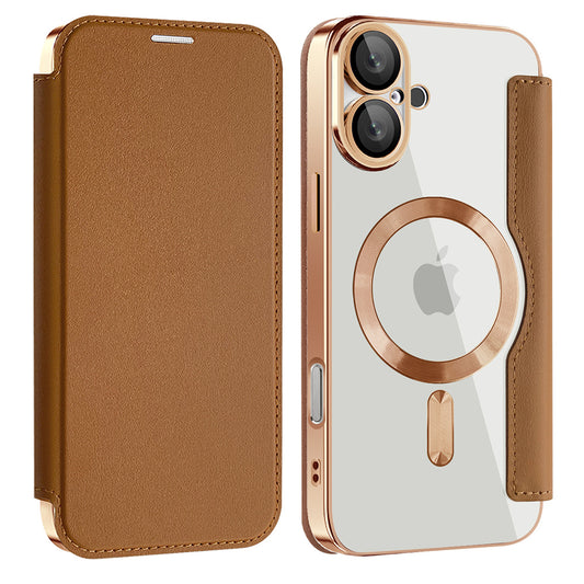 MagSafe-kuori Apple iPhone 16 Plus:lle, Techsuit, SmartMag Book, Ruskea