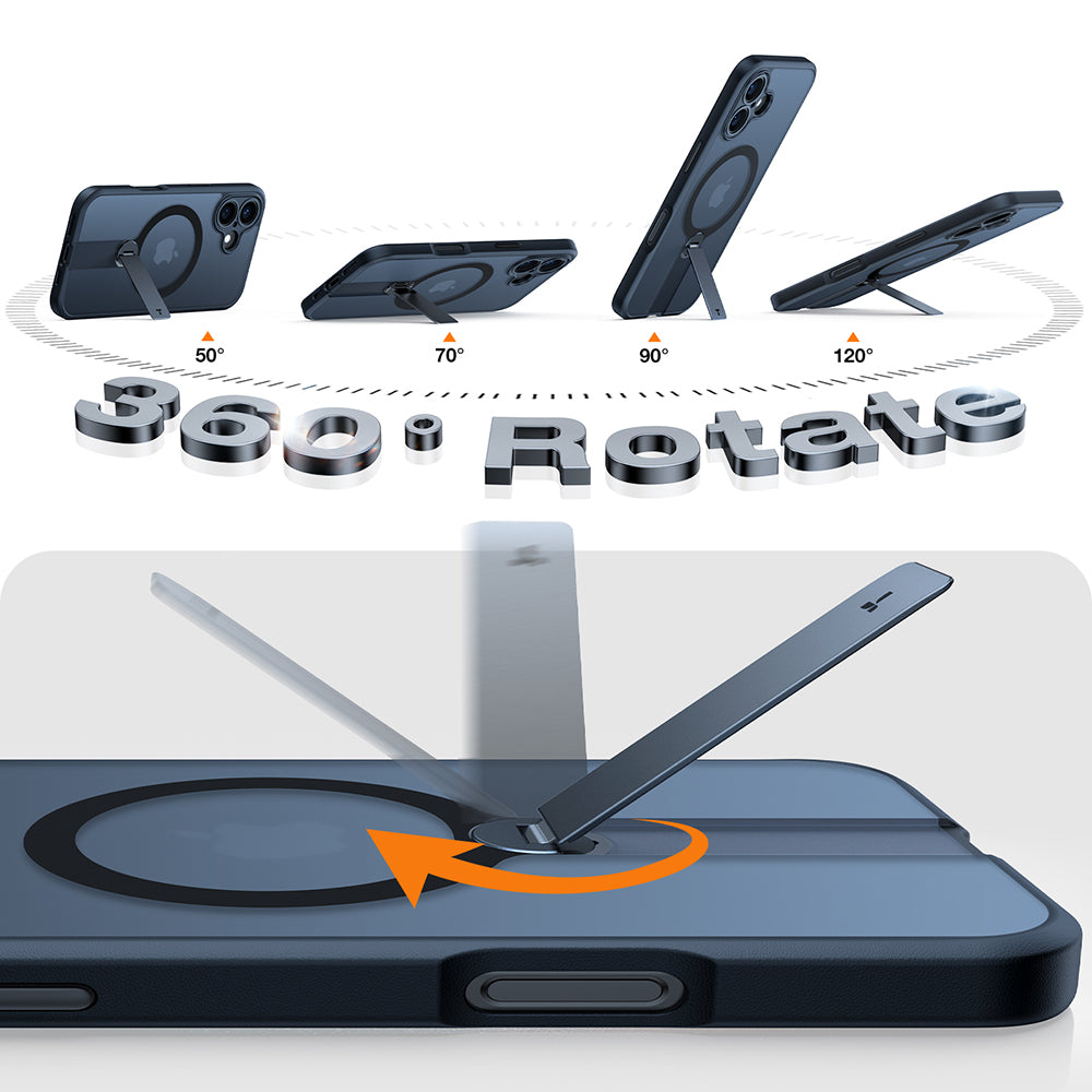 MagSafe-kotelo Apple iPhone 16 Plus -puhelimelle, Torras, Pstand Spin, Musta