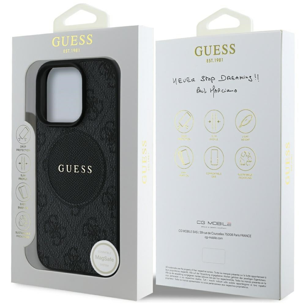 MagSafe-kotelo Apple iPhone 16 Prolle, Guess, 4G Circle Classic Logo, Musta