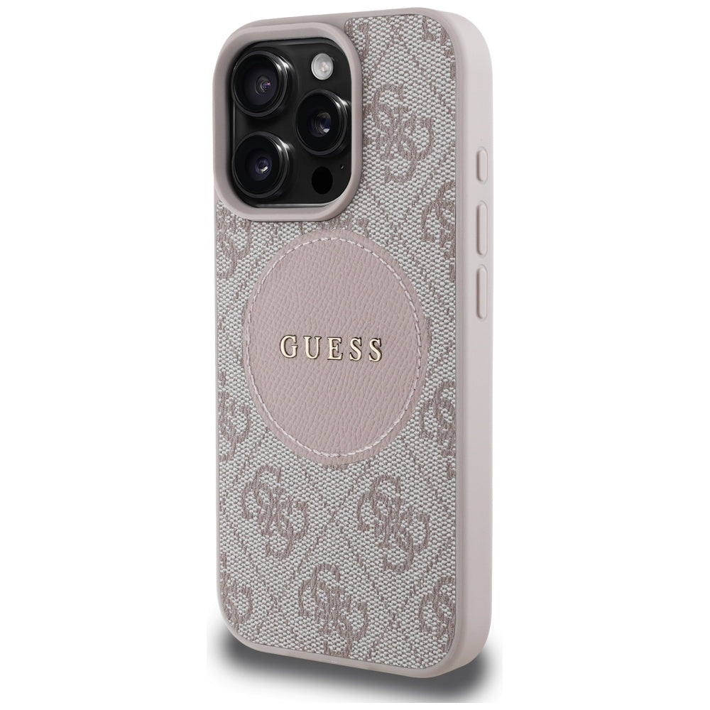 MagSafe-kotelo Apple iPhone 16 Prolle, Guess, 4G Circle Classic Logo, Pinkki