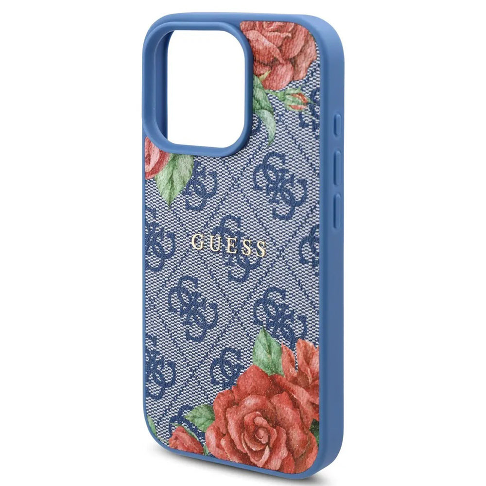 MagSafe-kotelo Apple iPhone 16 Prolle, Guess, 4G Flowers Print, Sininen