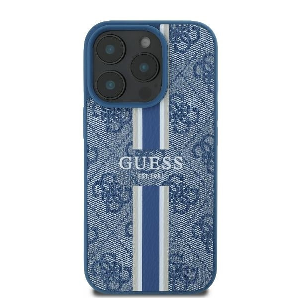 MagSafe-kotelo Apple iPhone 16 Prolle, Guess, 4G Printed Stripes, Sininen