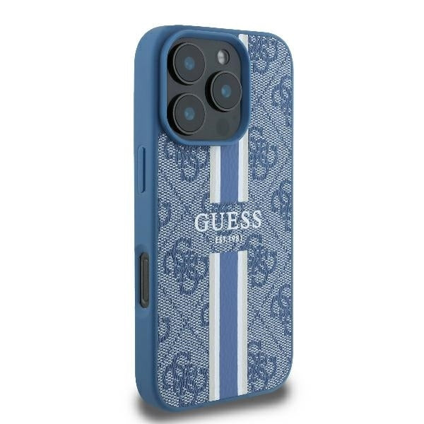 MagSafe-kotelo Apple iPhone 16 Prolle, Guess, 4G Printed Stripes, Sininen