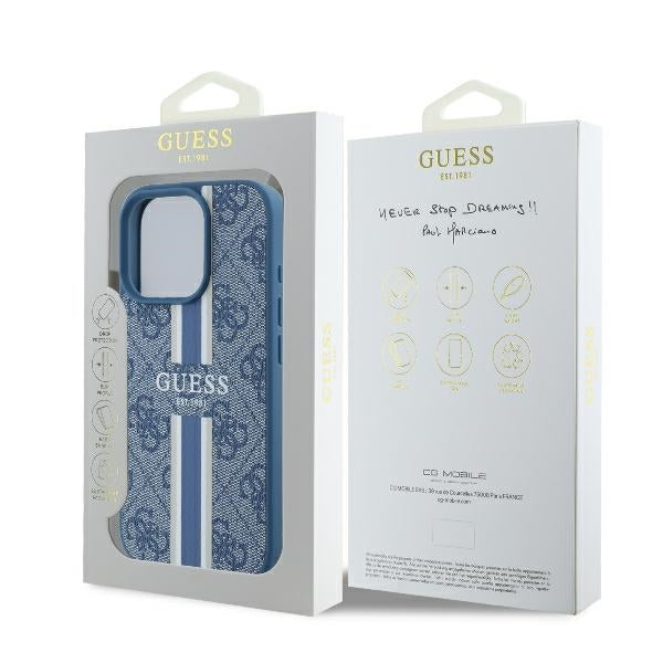 MagSafe-kotelo Apple iPhone 16 Prolle, Guess, 4G Printed Stripes, Sininen