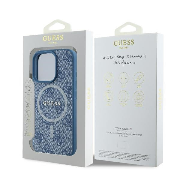MagSafe-kotelo Apple iPhone 16 Prolle, Guess, 4G Ring Classic Logo, Sininen