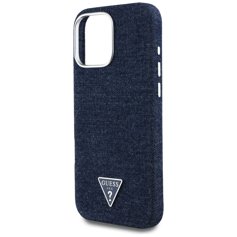 MagSafe-kotelo Apple iPhone 16 Prolle, Guess, Denim Triangle Logo, Sininen