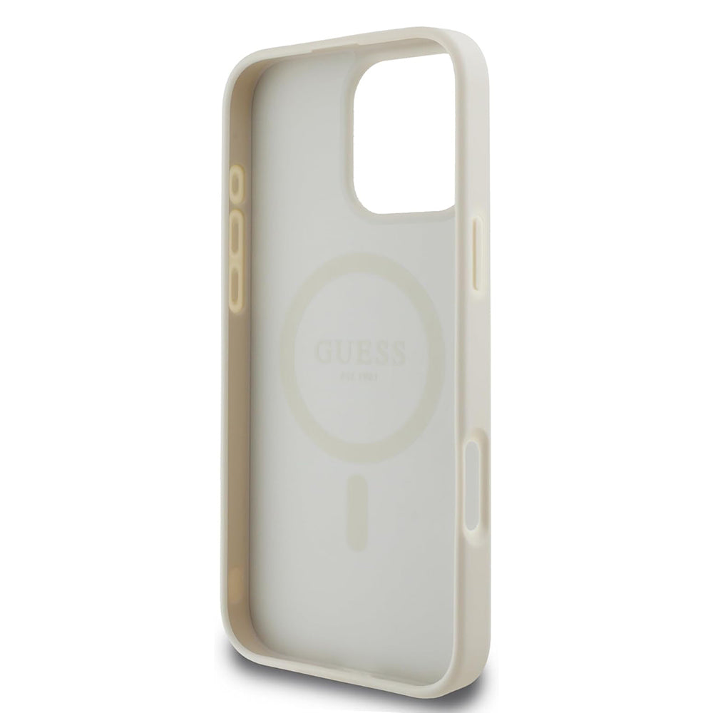 MagSafe-kotelo Apple iPhone 16 Prolle, Guess, Grained Gold Ring, Beige