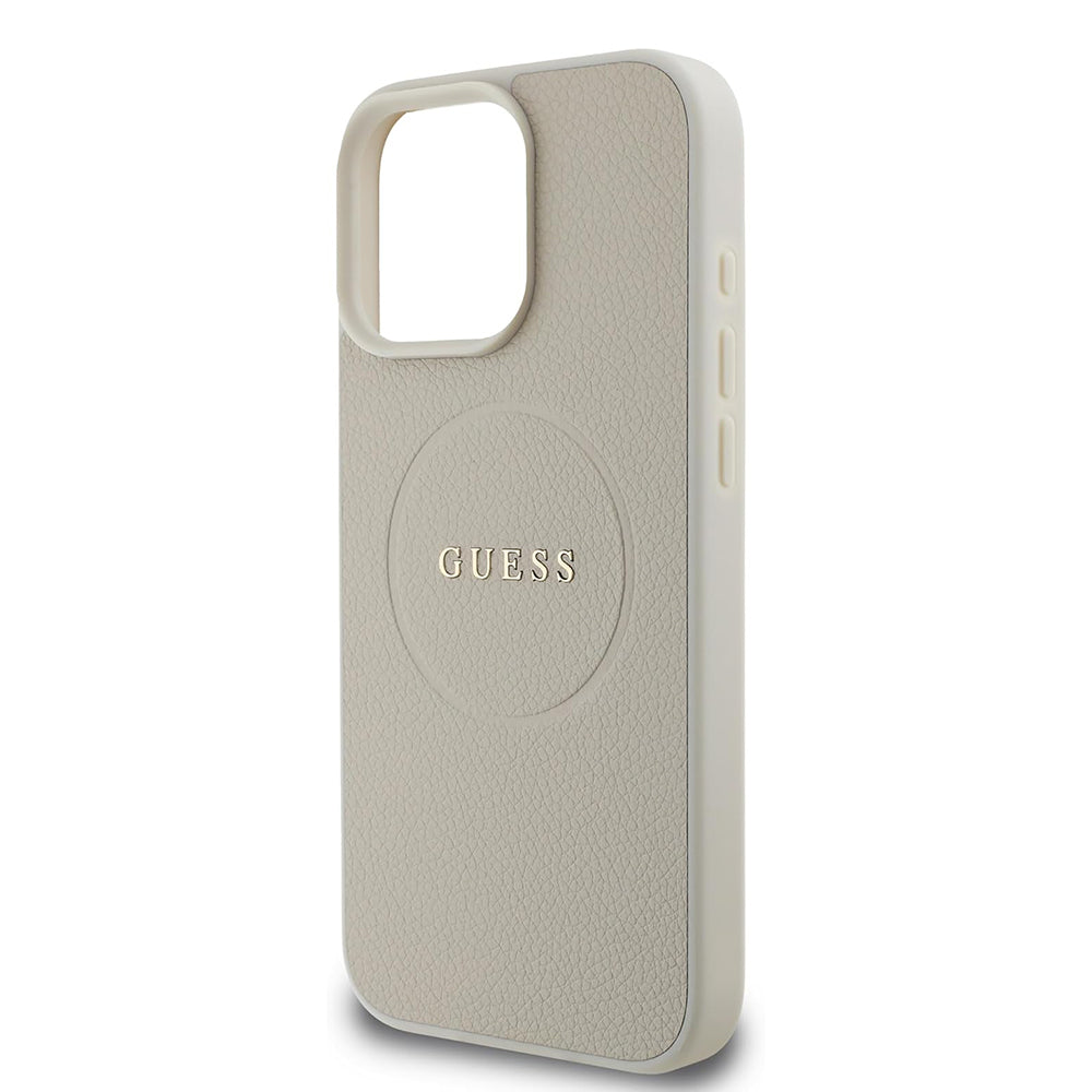 MagSafe-kotelo Apple iPhone 16 Prolle, Guess, Grained Gold Ring, Beige