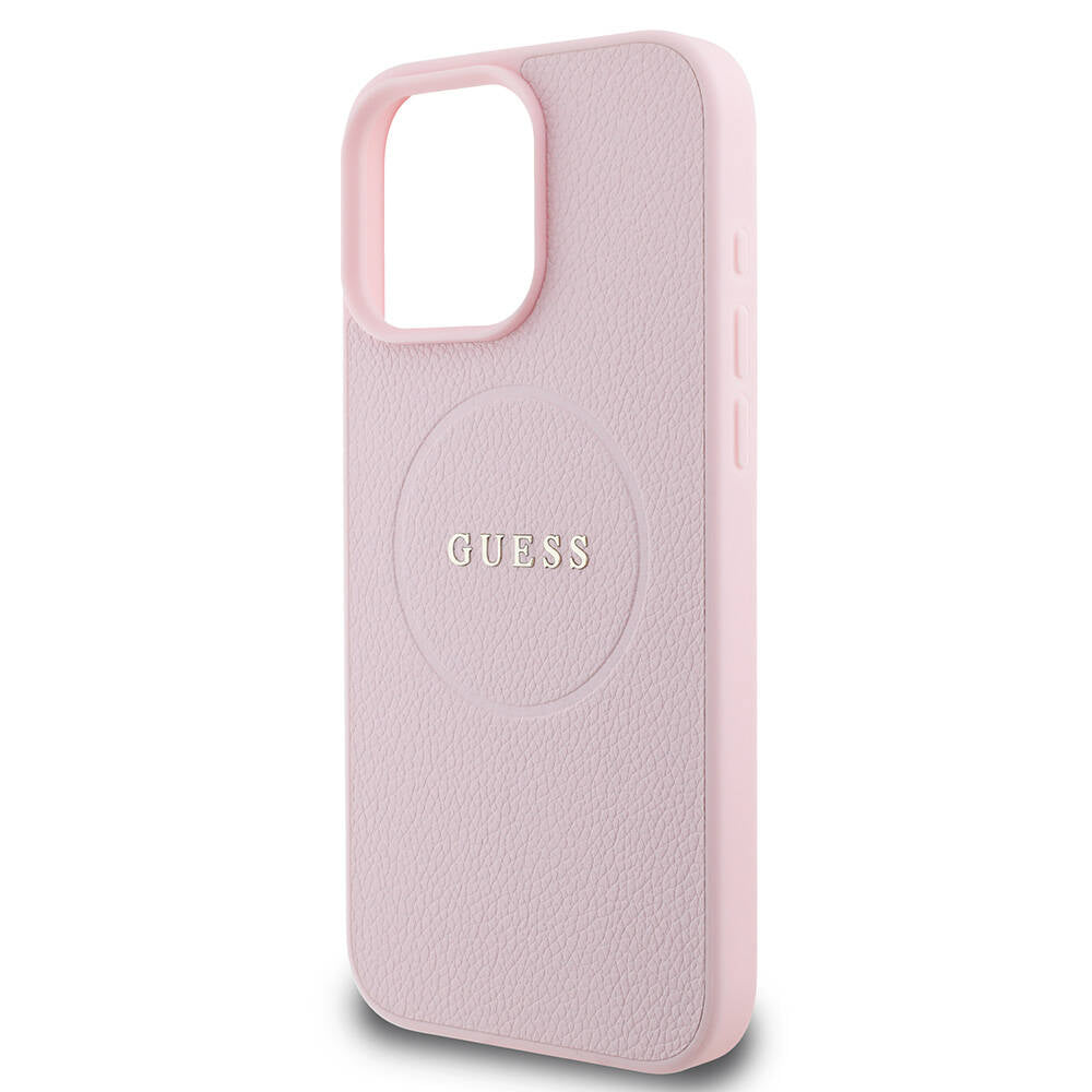 MagSafe-kotelo Apple iPhone 16 Prolle, Guess, Grained Gold Ring, Pinkki