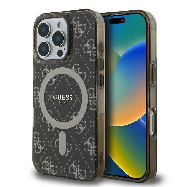 MagSafe-kotelo Apple iPhone 16 Prolle, Guess, IML 4G Background, Ruskea