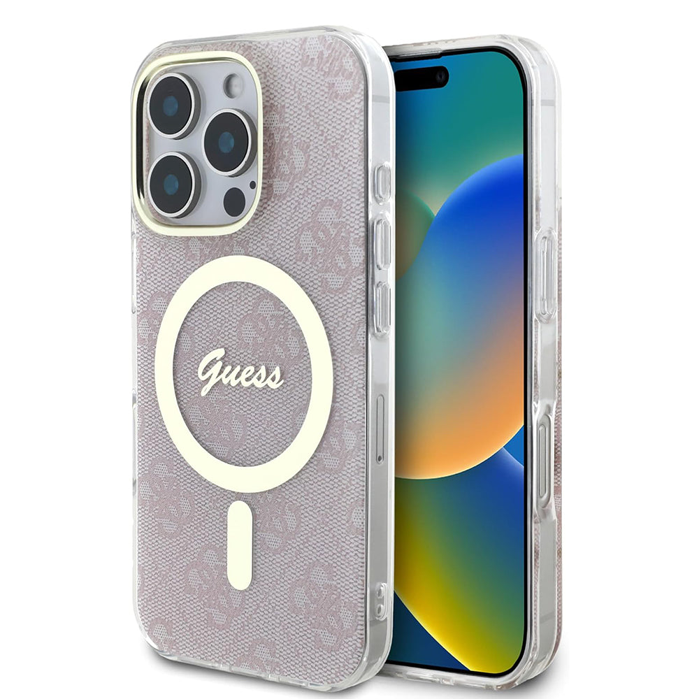 MagSafe-kotelo Apple iPhone 16 Prolle, Guess, IML 4G, Pinkki