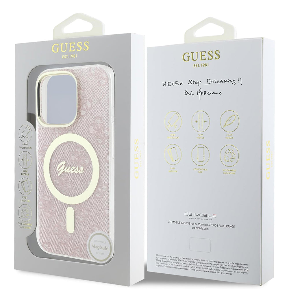 MagSafe-kotelo Apple iPhone 16 Prolle, Guess, IML 4G, Pinkki