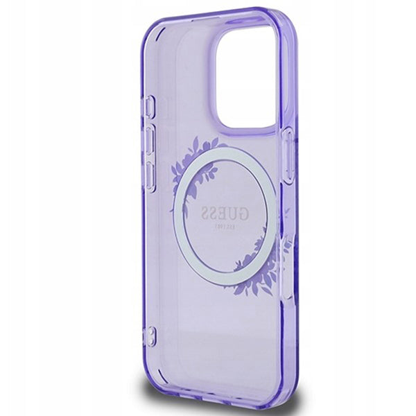 MagSafe-kotelo Apple iPhone 16 Prolle, Guess, IML Flowers Wreath, Violetti
