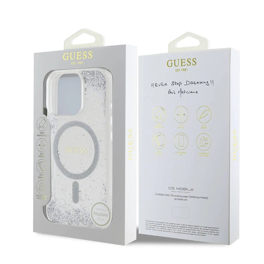 MagSafe-kotelo Apple iPhone 16 Prolle, Guess, IML Glitter Gradient, Hopea