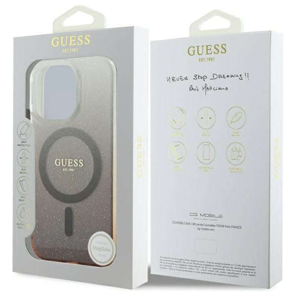 MagSafe-kotelo Apple iPhone 16 Prolle, Guess, IML Glitter Gradient, Ruskea