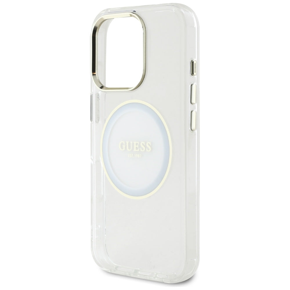 MagSafe-kotelo Apple iPhone 16 Prolle, Guess, IML Metal Colored Circle, Valkoinen