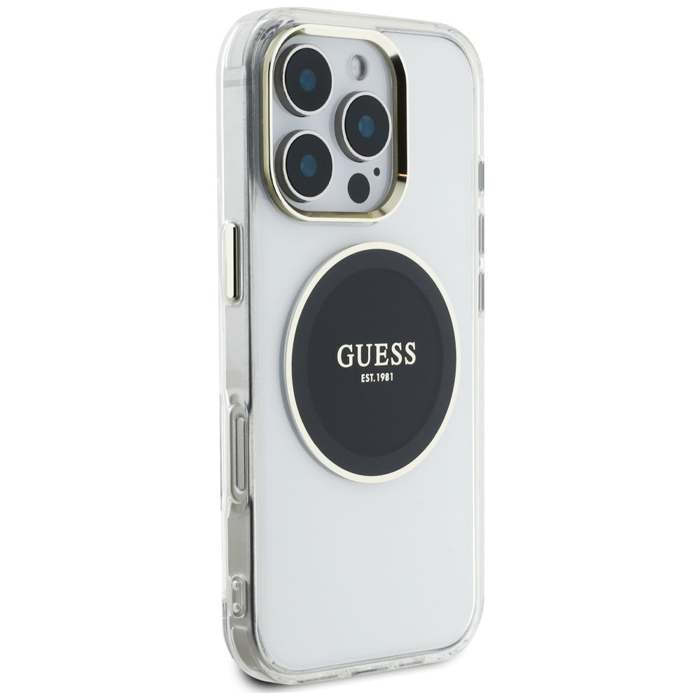 MagSafe-kotelo Apple iPhone 16 Prolle, Guess, IML Metal Colored Circle, Musta