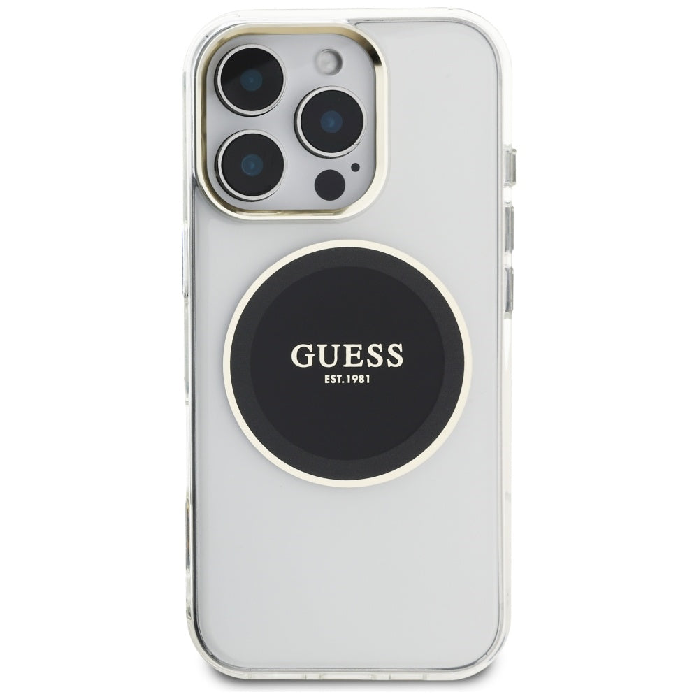 MagSafe-kotelo Apple iPhone 16 Prolle, Guess, IML Metal Colored Circle, Musta