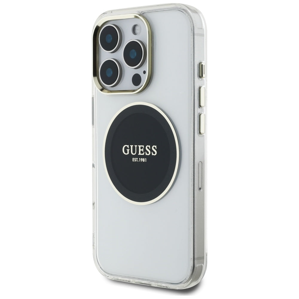 MagSafe-kotelo Apple iPhone 16 Prolle, Guess, IML Metal Colored Circle, Musta