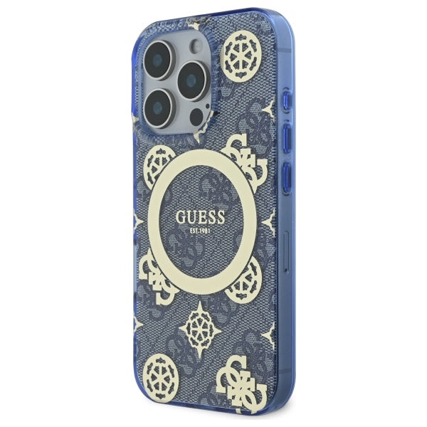 MagSafe-kotelo Apple iPhone 16 Prolle, Guess, IML Peony On 4G Background, Sininen