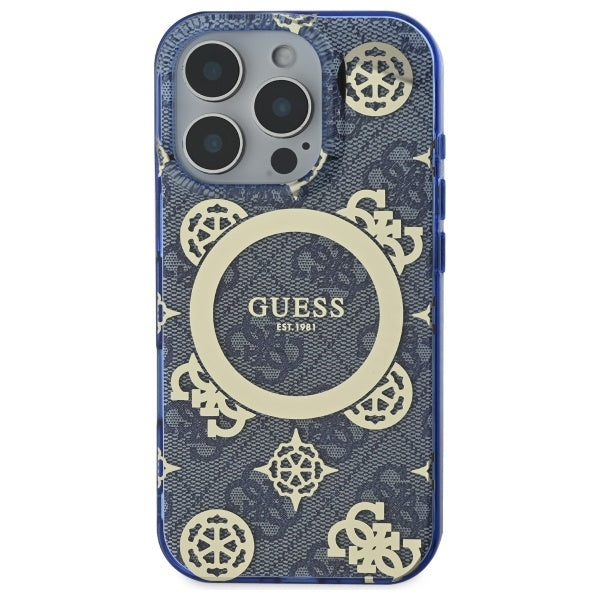 MagSafe-kotelo Apple iPhone 16 Prolle, Guess, IML Peony On 4G Background, Sininen
