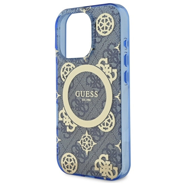 MagSafe-kotelo Apple iPhone 16 Prolle, Guess, IML Peony On 4G Background, Sininen
